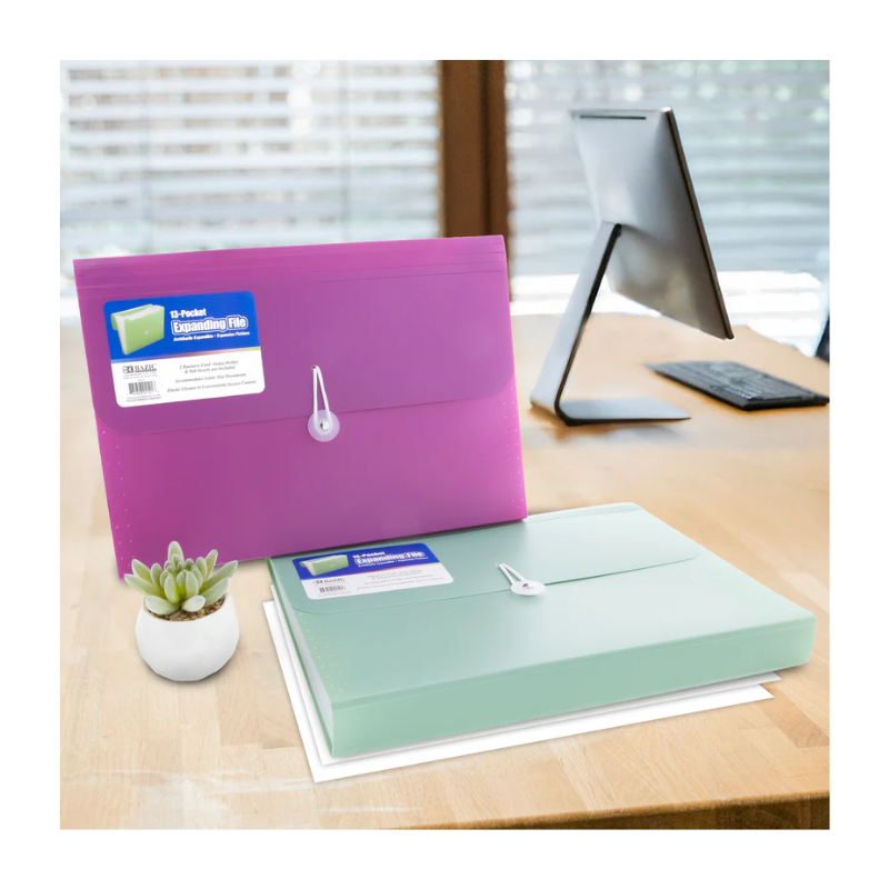 BAZIC Morandi 12-Pocket Letter Size Poly Expanding File