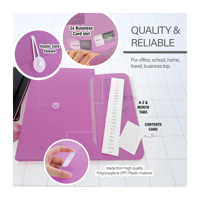 BAZIC Morandi 12-Pocket Letter Size Poly Expanding File