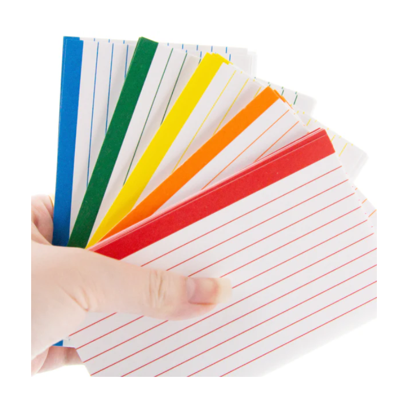 BAZIC 3" X 5" Ruled Colour Coded Index Card (100 Sheets)