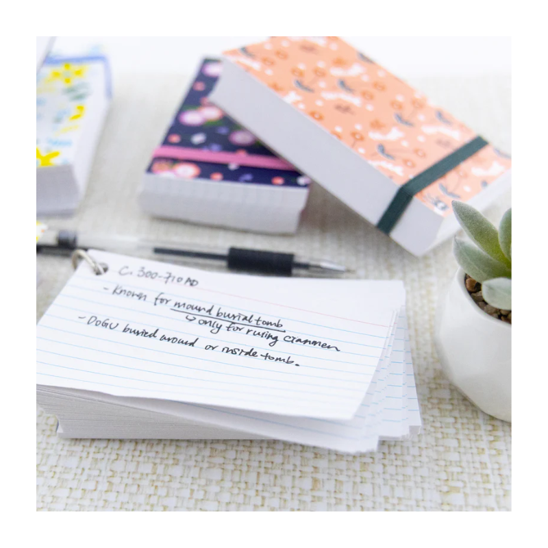 BAZIC 3" x 5" Ruled White Index Card w/ Poly Fashion Cover & Ring (100 Sheets)
