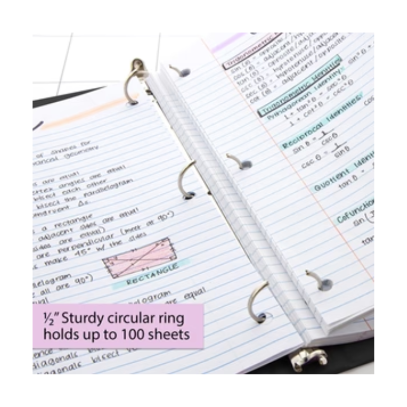 BAZIC 1/2" 3-Ring View Binder w/ 2-Pockets - Black