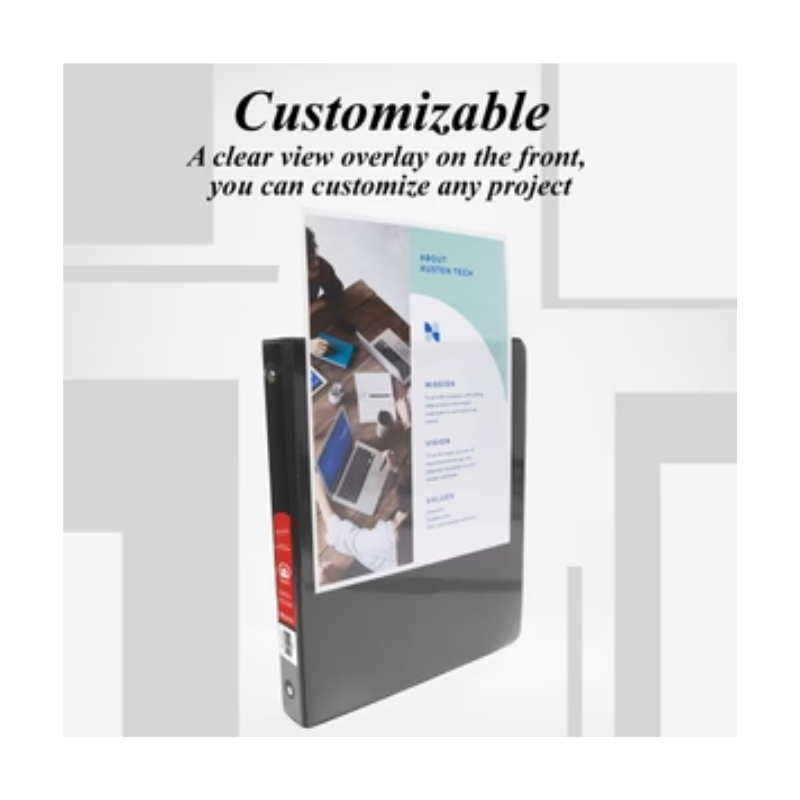 BAZIC 1/2" 3-Ring View Binder w/ 2-Pockets - Black