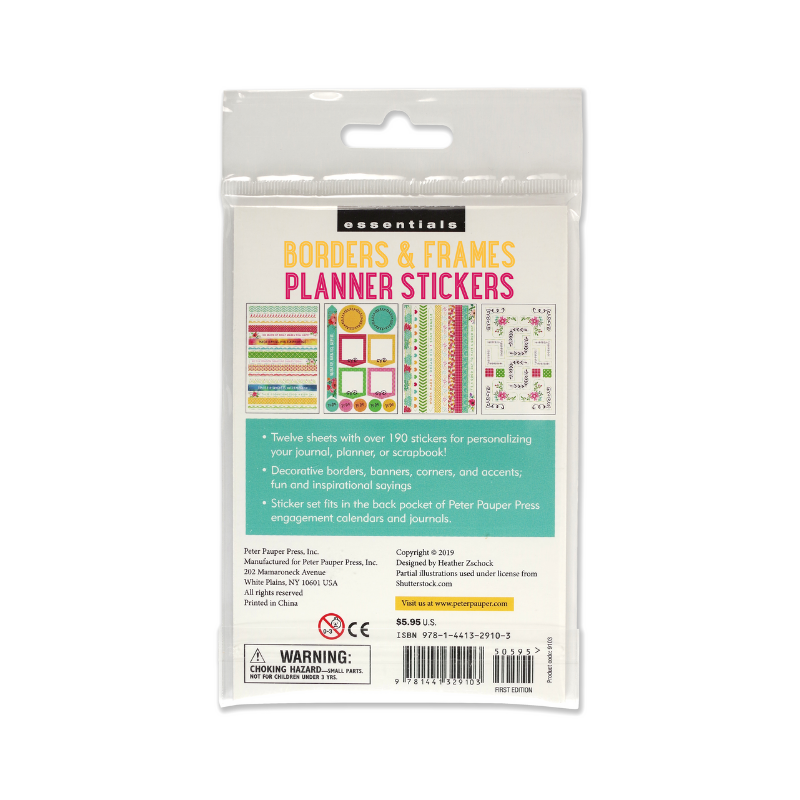 Peter Pauper Essentials Borders & Frames Planner Stickers