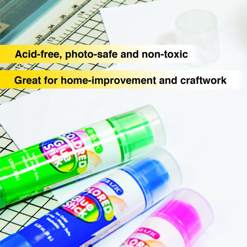 BAZIC 8g / 0.28oz Washable Coloured Glue Stick (4/Pack)