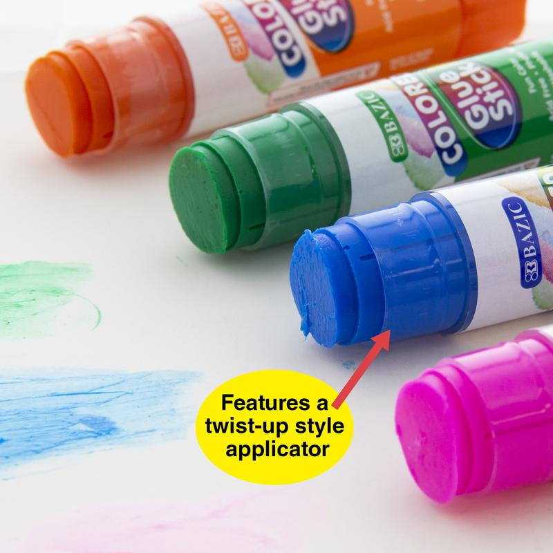 BAZIC 8g / 0.28oz Washable Coloured Glue Stick (4/Pack)