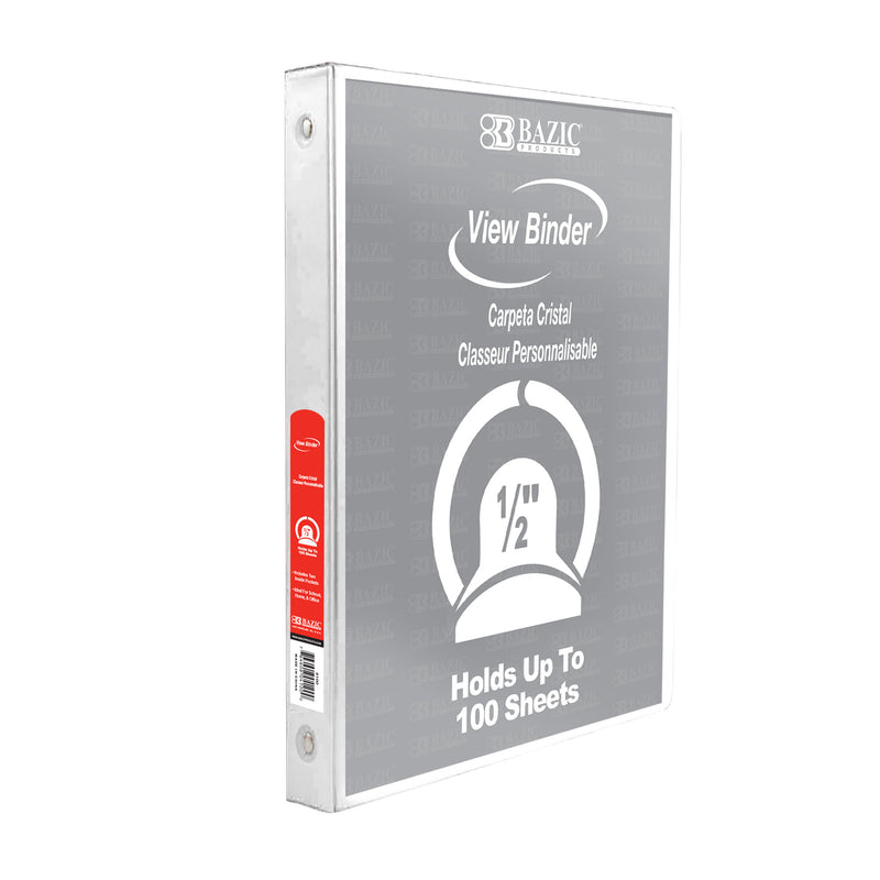 BAZIC 1/2" 3-Ring View Binder w/ 2-Pockets - White