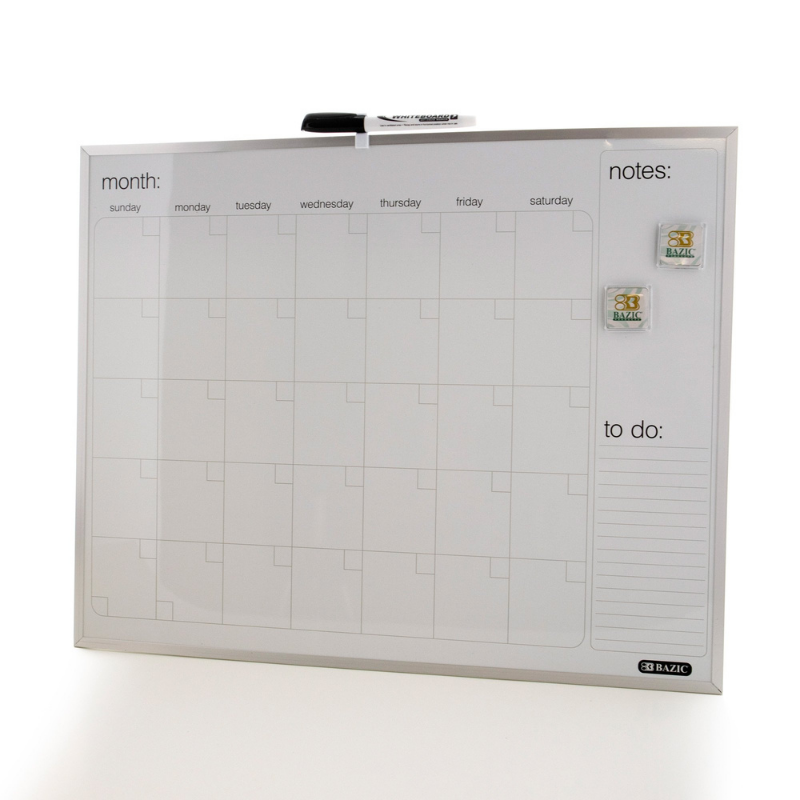 BAZIC 16" X 20" Aluminium Framed Magnetic Dry Erase Calendar