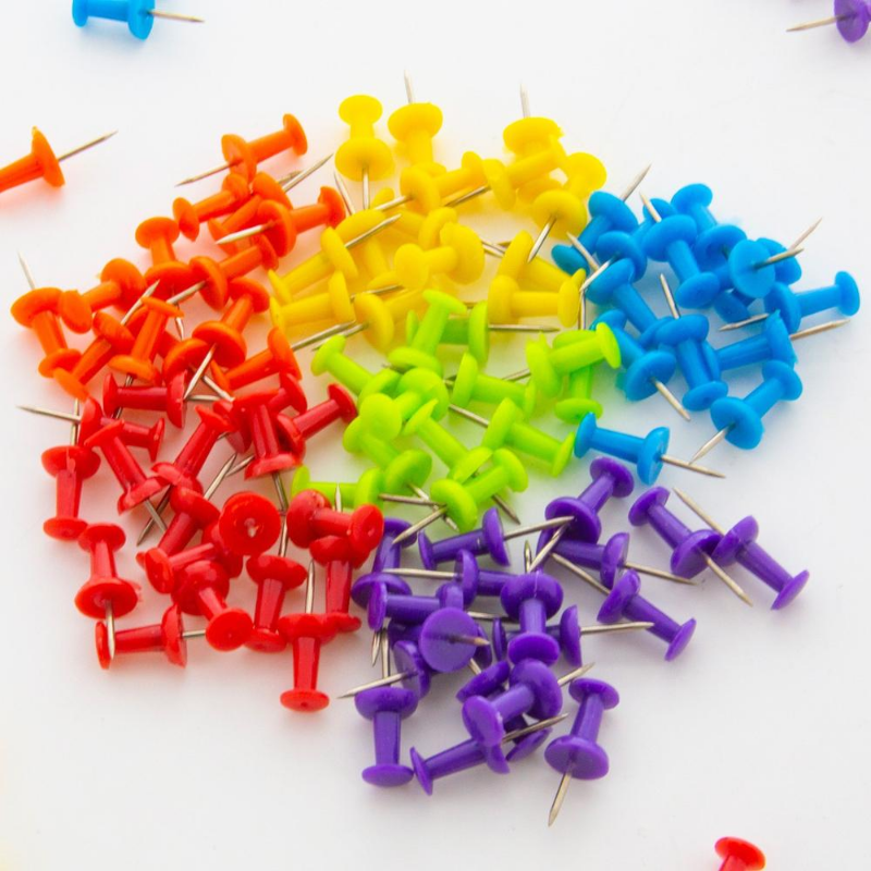 BAZIC 1" Assorted Color Push Pins (100/Pack)