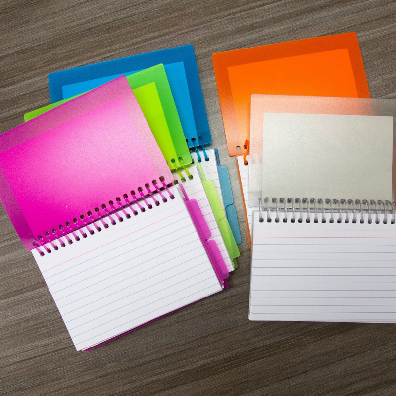 BAZIC 3" x 5" View Poly Spiral Bound Ruled White Index Card w/ 2-Tab Divider (50 Sheets)