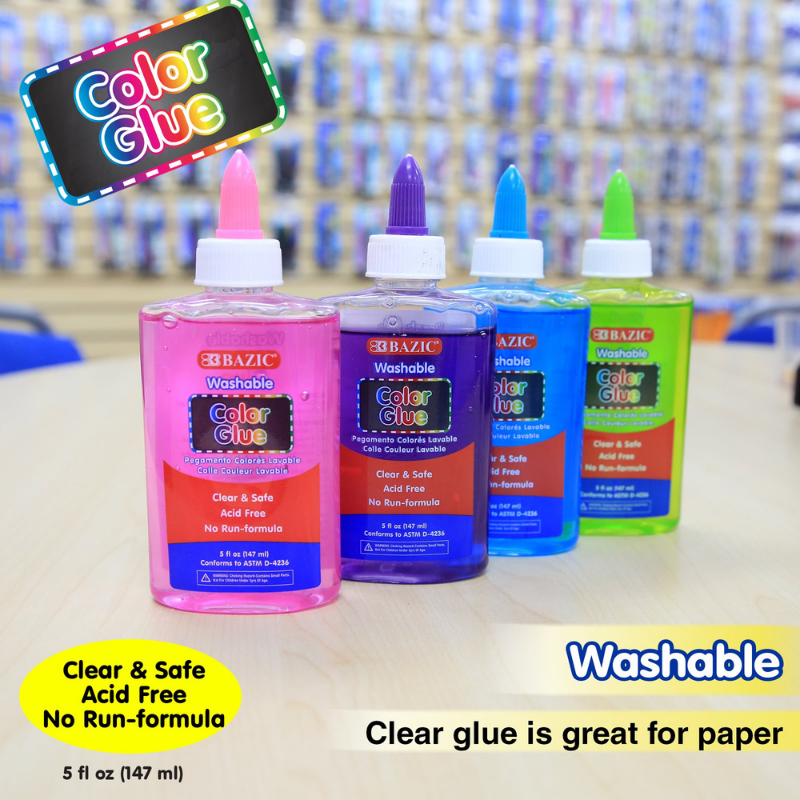 BAZIC 5oz / 147ml Washable Clear Color School Glue
