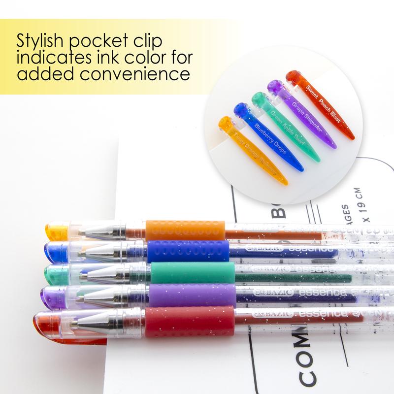 BAZIC 5 Scented Glitter Color Essence Gel Pen w/ Cushion Grip