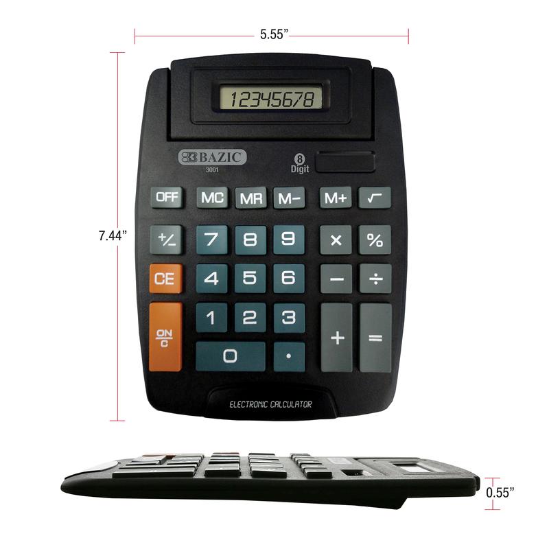 BAZIC 8-Digit Large Desktop Calculator w/ Adjustable Display