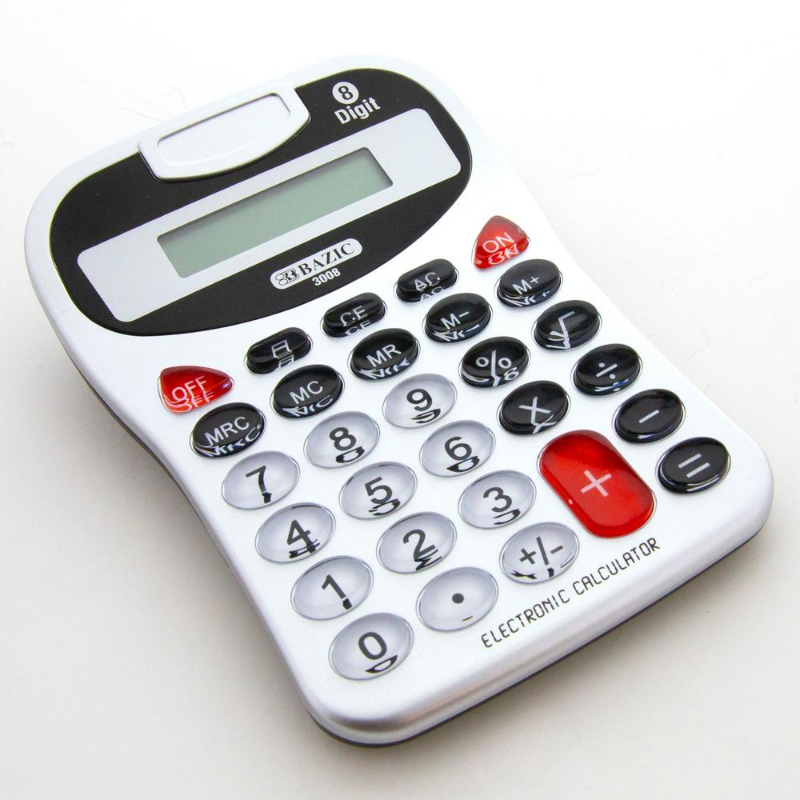 BAZIC 8-Digit Silver Desktop Calculator w/ Tone
