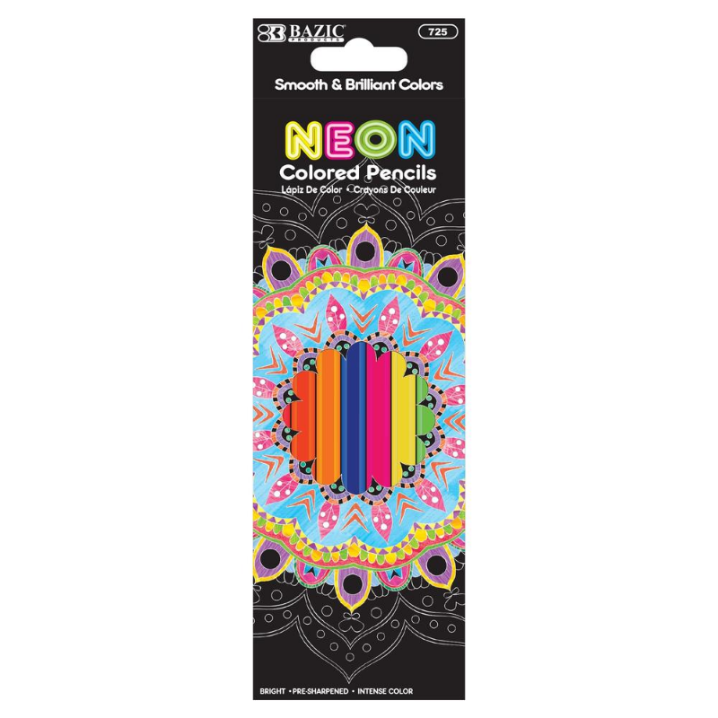 BAZIC Neon Coloured Pencils (8/Pack)