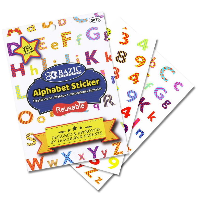BAZIC Alphabet & Numbers Plastic Sticker Book