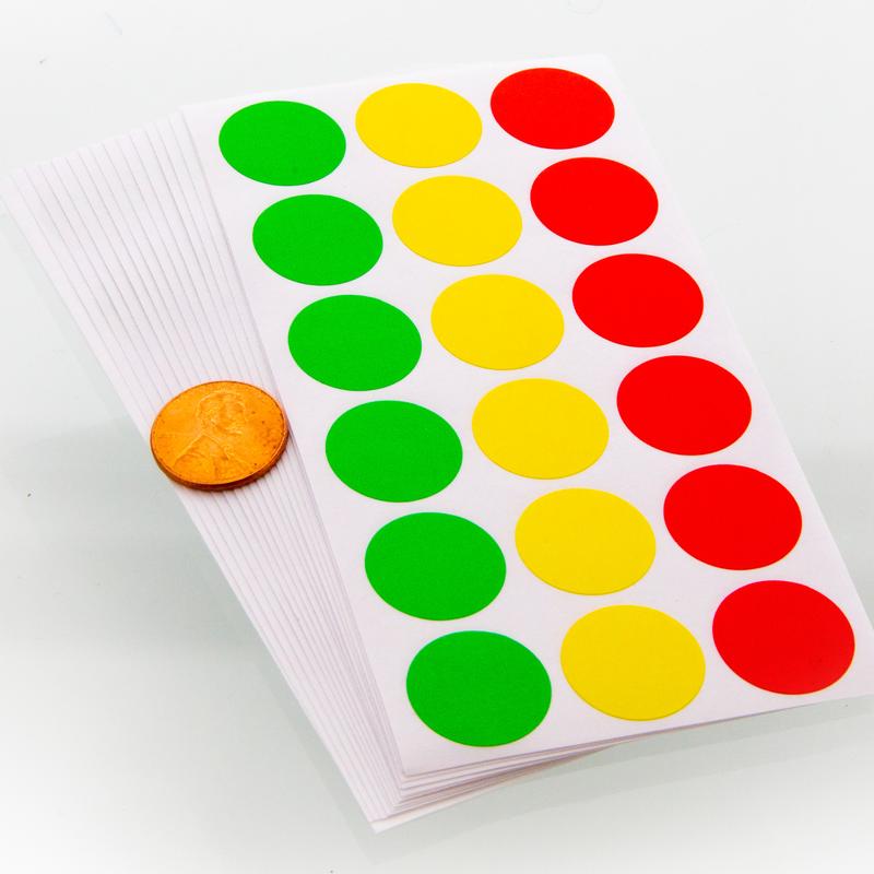BAZIC Assorted Color 3/4" Round Label (306/Pack)