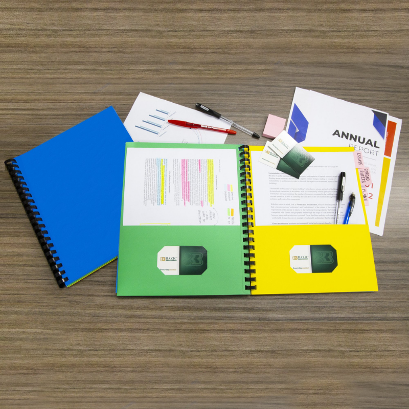 BAZIC Assorted Colour 8-Pockets Folder