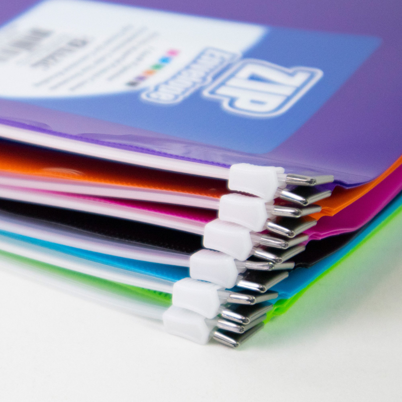 BAZIC Assorted Colour Letter Size Zip Envelope