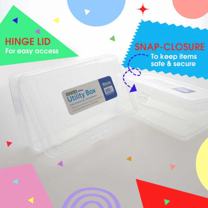 BAZIC Basix Clear Plastic Multipurpose Utility Box / Pencil Case