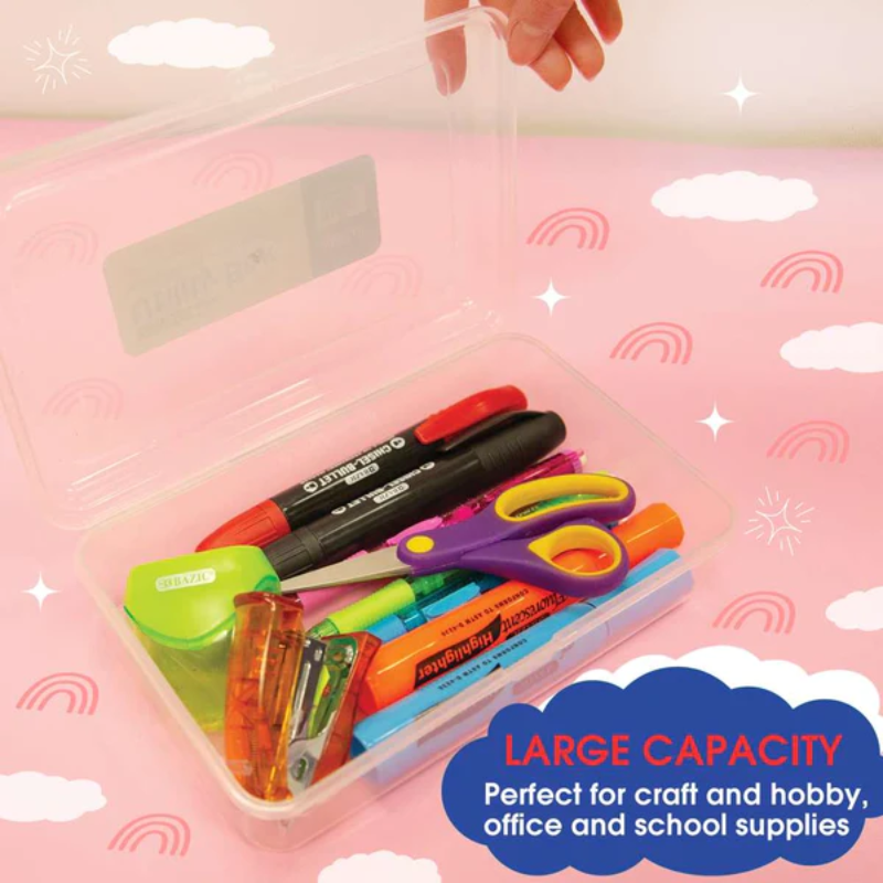BAZIC Basix Clear Plastic Multipurpose Utility Box / Pencil Case
