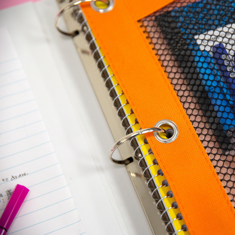 BAZIC Bright Color 3-Ring Pencil Pouch w/ Mesh Window