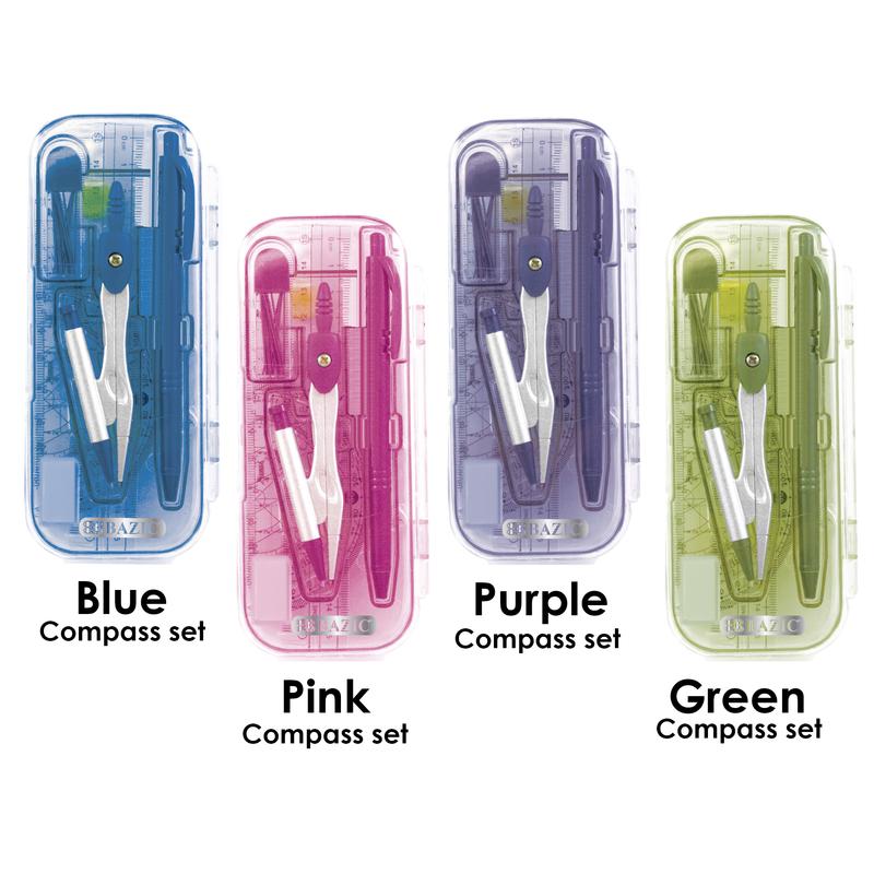 BAZIC Bright Color 9pc Math Tool Set