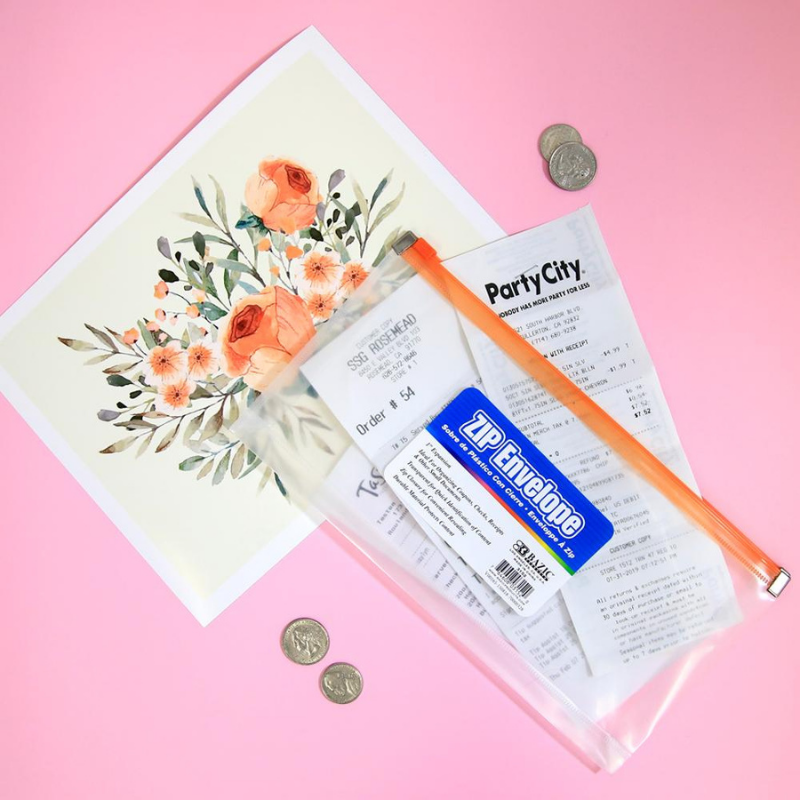 BAZIC Clear Coupon/Cheque Size Zip Envelope