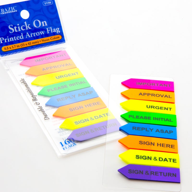 BAZIC 0.5" X 1.7" 20 Printed Arrow Flags (8/Pack)