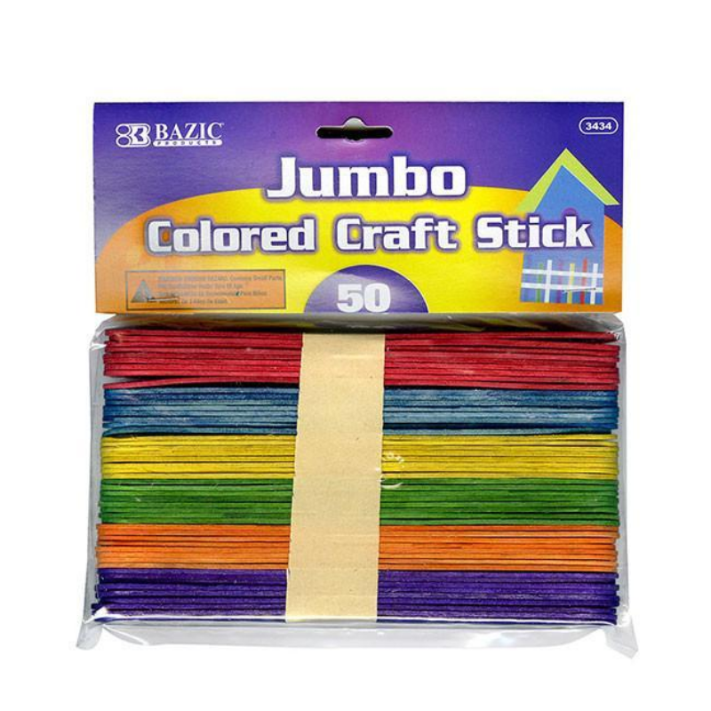 BAZIC Jumbo Colored Craft Stick (50/Pack)