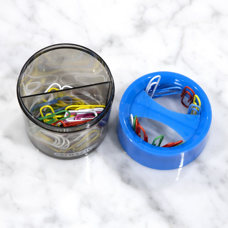 BAZIC Magnetic Paper Clip Holder w/ Assorted Colour No. 1 Paper Clips