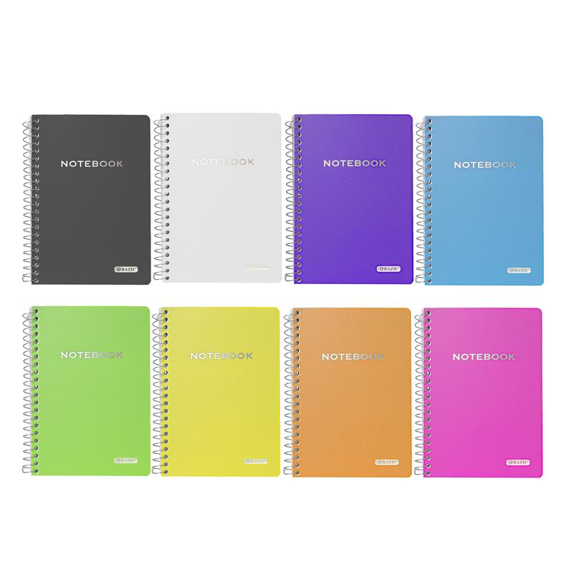 BAZIC 5" X 7" Poly Cover Personal / Assignment Spiral Notebook (100 Sheets)