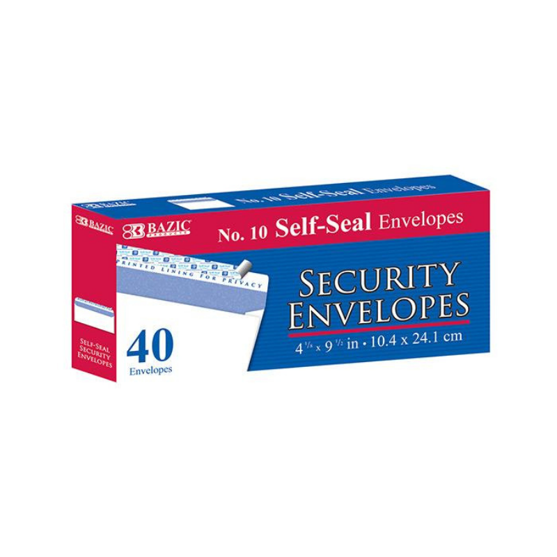 BAZIC #10 Self-Seal Security Envelope (40/Pack)