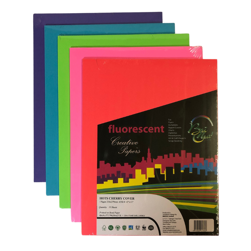 BriCha 176gsm Coloured Board (10 Sheets) - 8.5" x 11"
