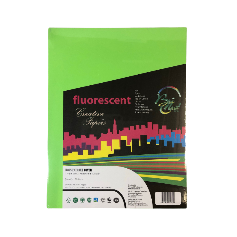 BriCha 176gsm Coloured Board (10 Sheets) - 8.5" x 11"