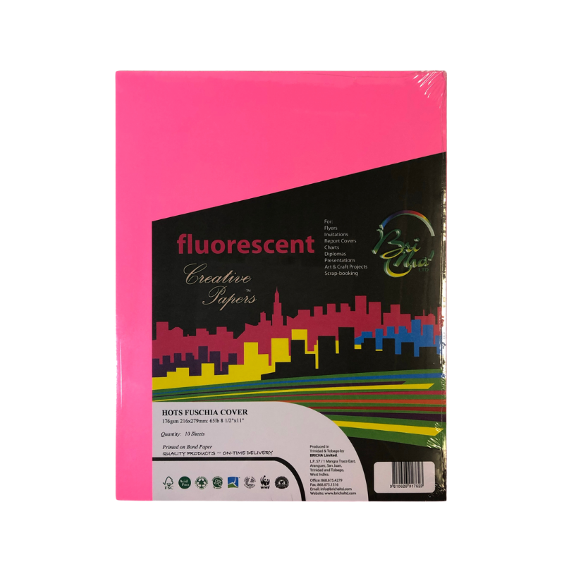 BriCha 176gsm Coloured Board (10 Sheets) - 8.5" x 11"
