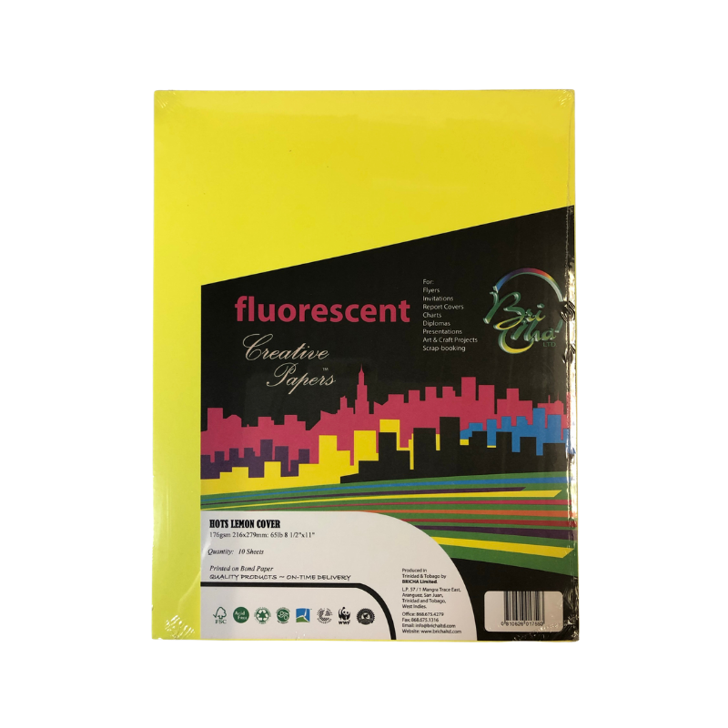BriCha 176gsm Coloured Board (10 Sheets) - 8.5" x 11"