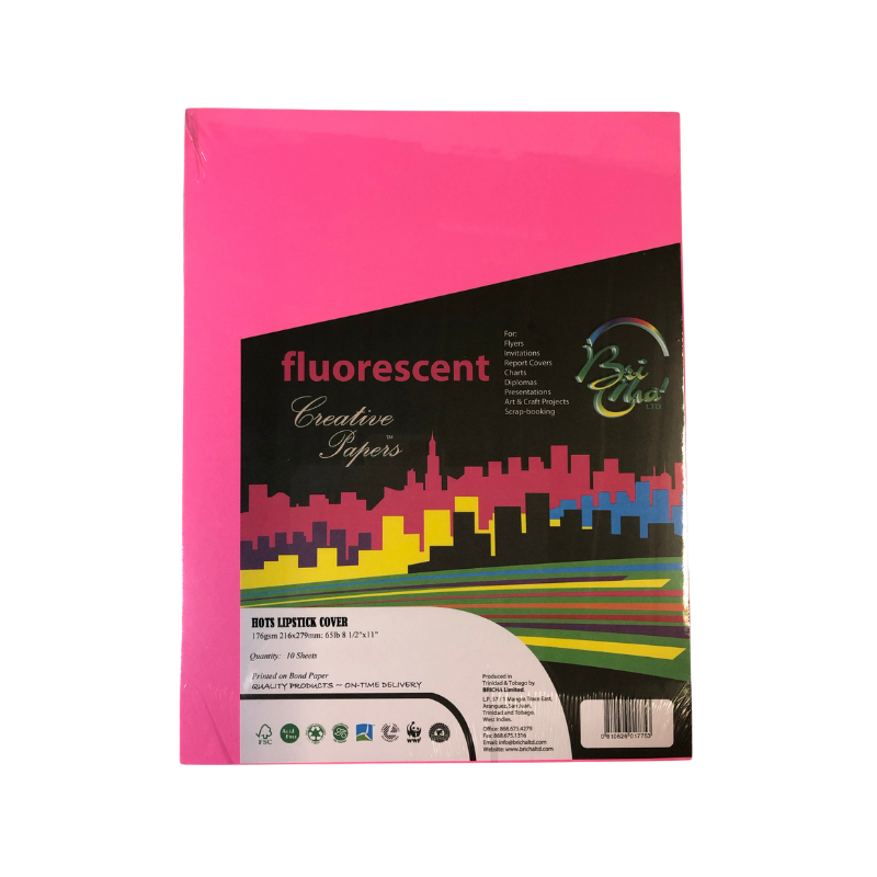 BriCha 176gsm Coloured Board (10 Sheets) - 8.5" x 11"