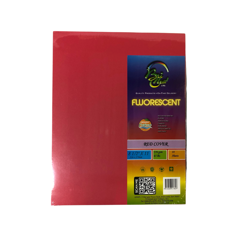 BriCha 176gsm Coloured Board (10 Sheets) - 8.5" x 11"
