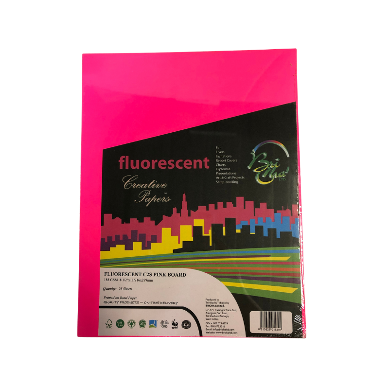 BriCha 185gsm Coloured Board (25 Sheets) - 8.5" x 11"