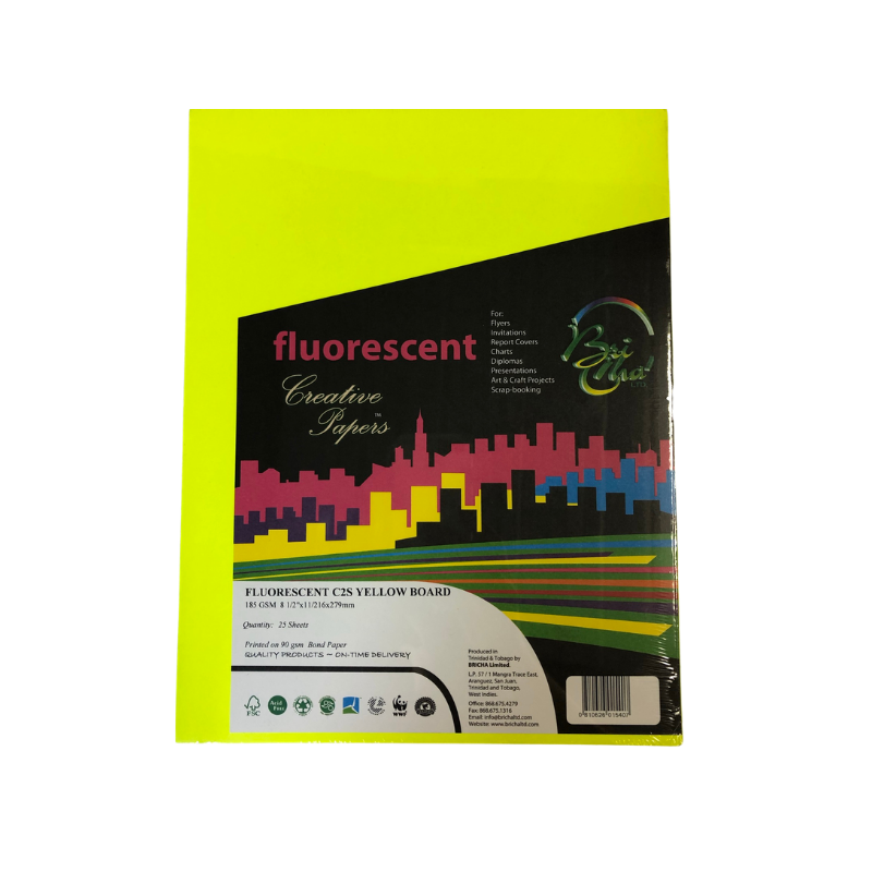BriCha 185gsm Coloured Board (25 Sheets) - 8.5" x 11"