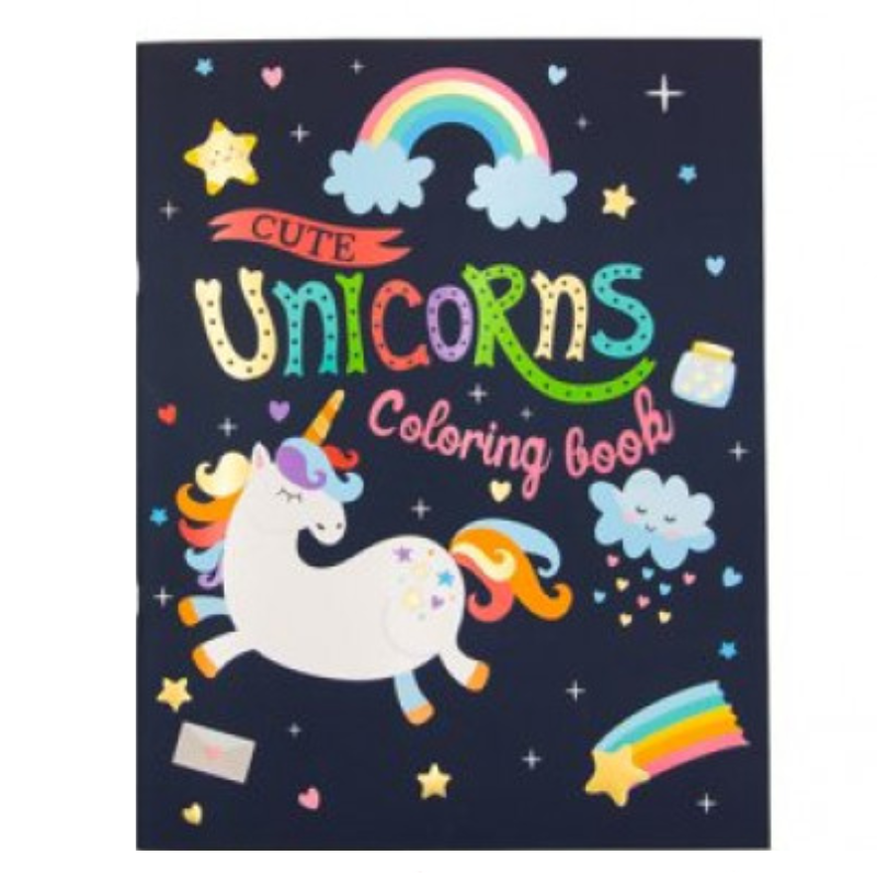 BAZIC Unicorns Colouring Book