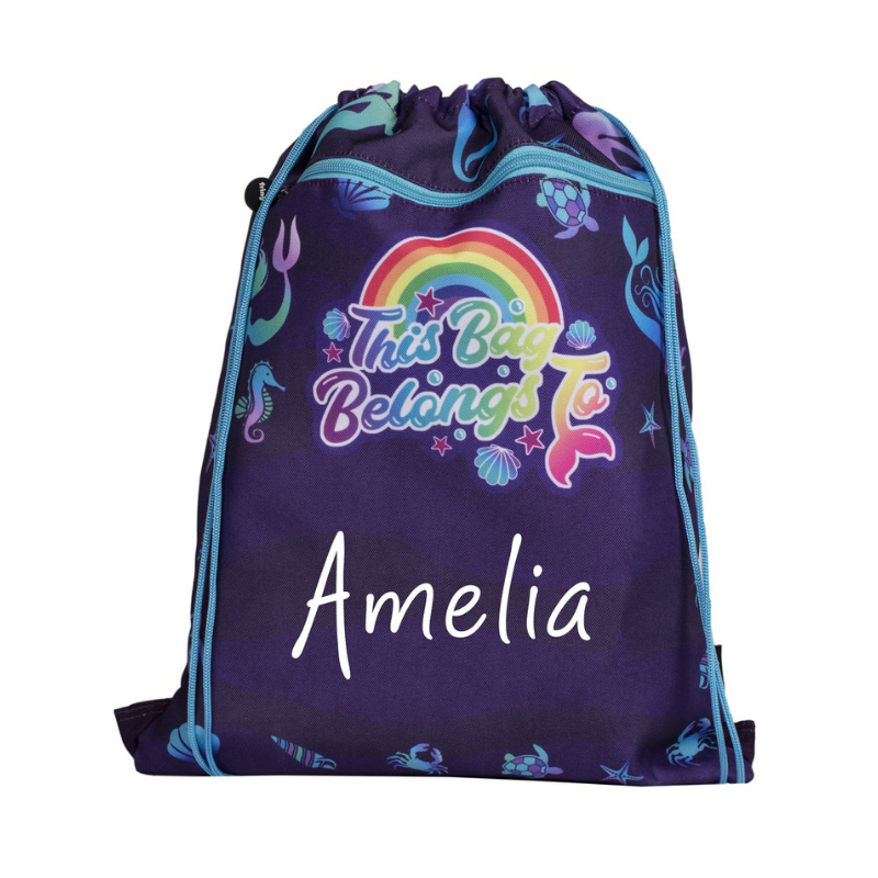 Fringoo Drawstring Bag - Purple Mermaids - (Not Personalised)