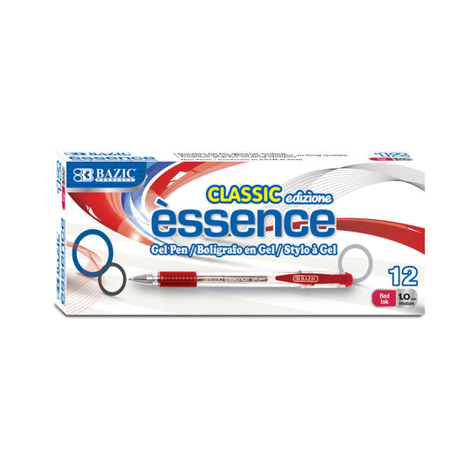 BAZIC Essence Gel Pen w/ Cushion Grip (12/Box) - Red