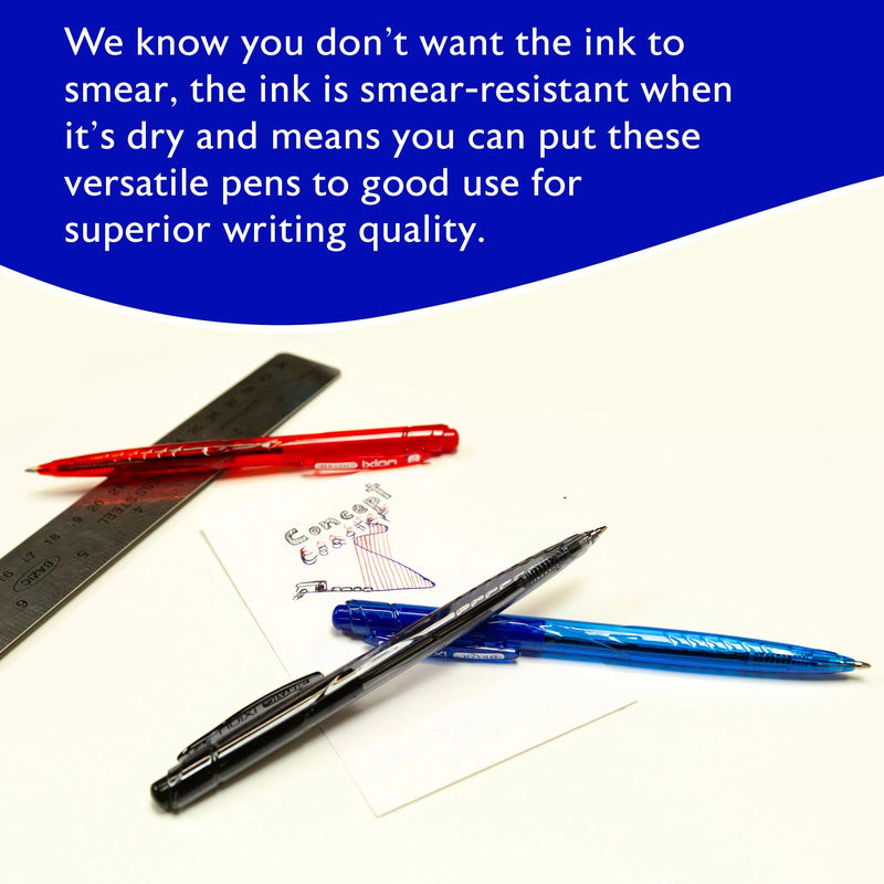 BAZIC Ixion Assorted Colour Retractable Ballpoint Pen (5/Pack)