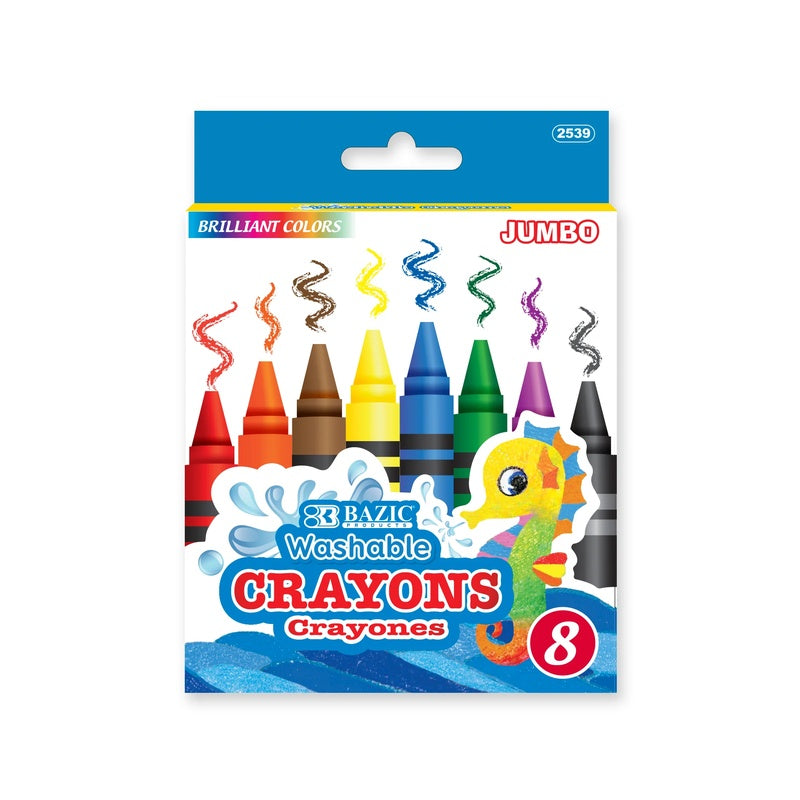 BAZIC Washable Premium Jumbo Crayons (8/Pack)