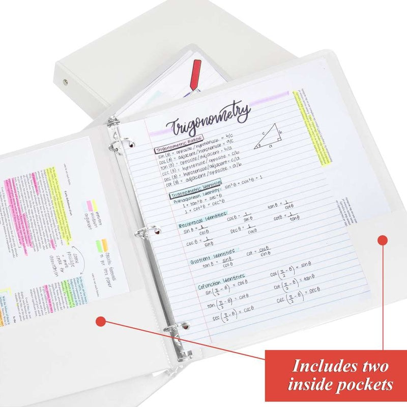 BAZIC 1.5" 3-Ring Binder w/ 2-Pockets - White
