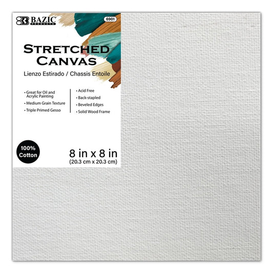 BAZIC Stretched Canvas 8" x 8" - White