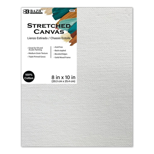 BAZIC Stretched Canvas 8" x 10" - White