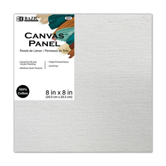 BAZIC Canvas Panel 8" x 8" - White