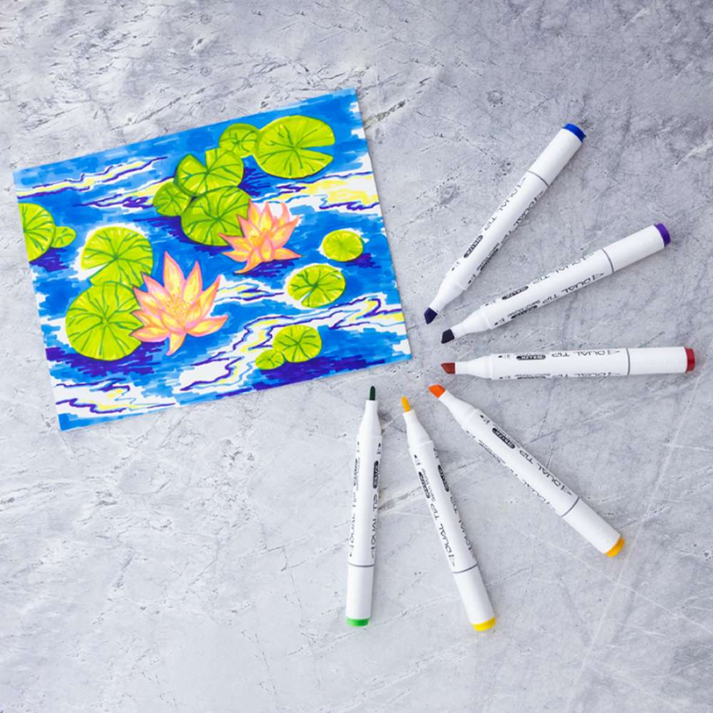 BAZIC Dual Tip Alcohol-Based Markers (6/Pack) - Primary